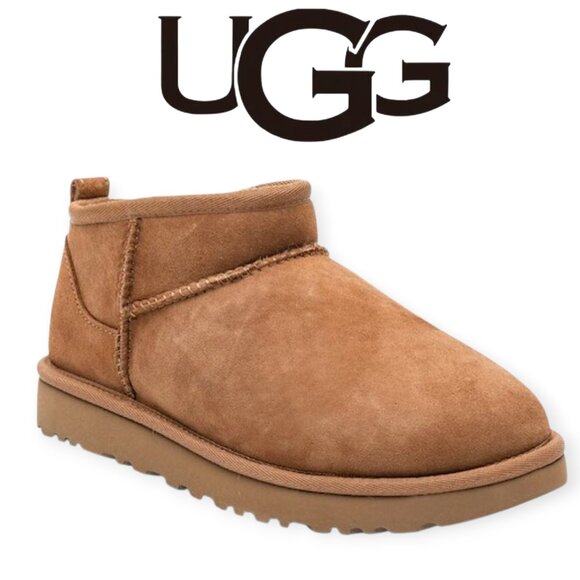 New UGG Ultra Mini Classic Chestnut Suede Boot Women's Size 7 - Picture 1 of 13